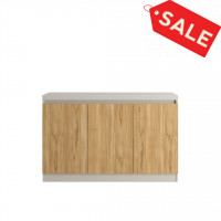 Manhattan Comfort 1010356 Viennese 46.81 Buffet Stand with 5 Compartment Shelves in Off White and Cinnamon Light Brown